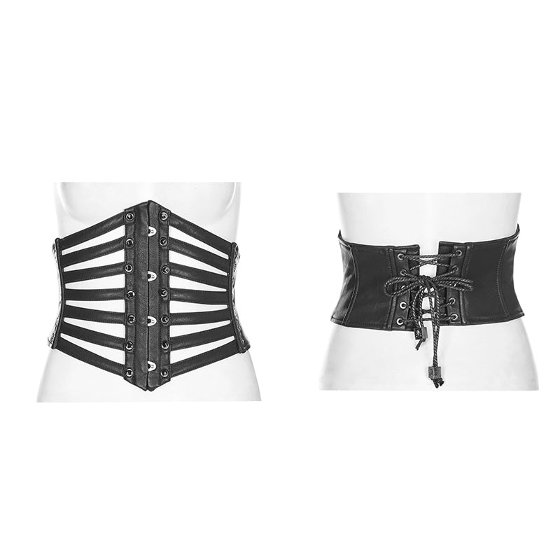 WS-263 PUNK RAVE leather black girdles corset