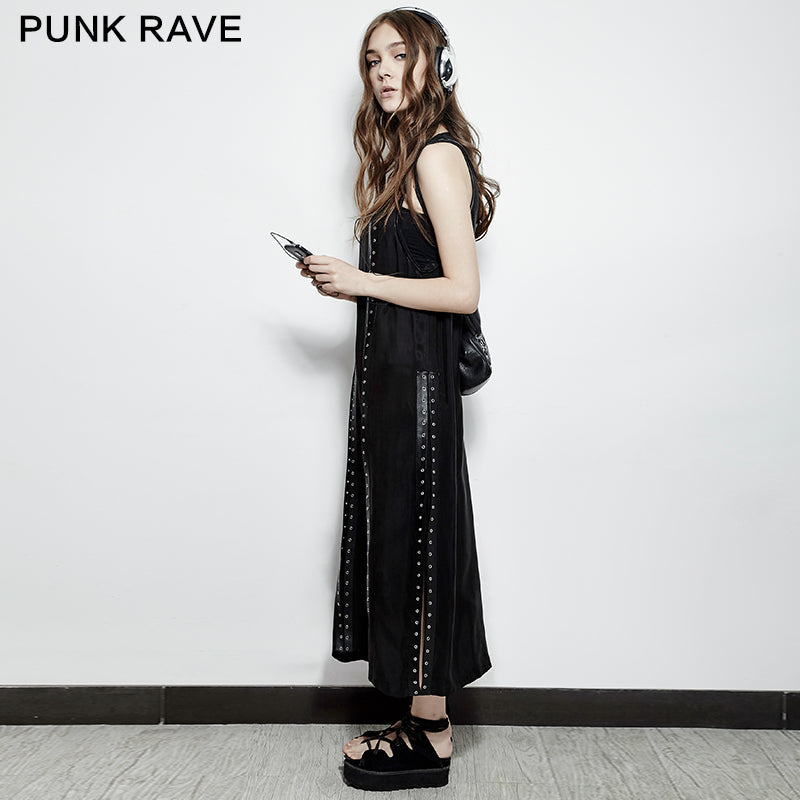 PQ-157 Comfortable Jumper Straps Eyelets Split Punk Dress