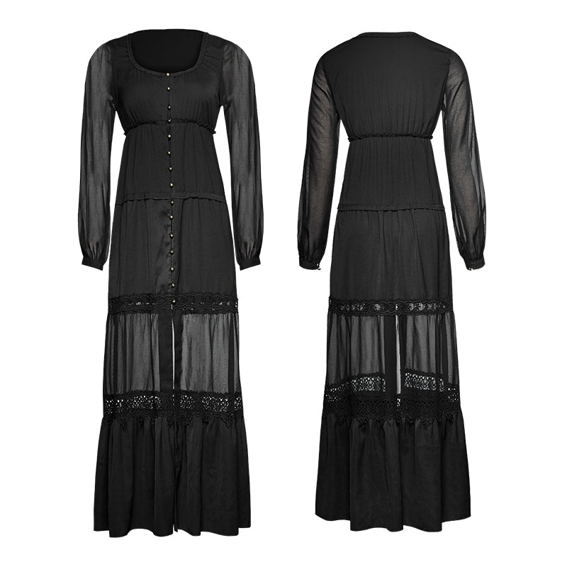 PY-192 Vintage Style Sheer Sleeves Long Lace Flowing Gothic Coat