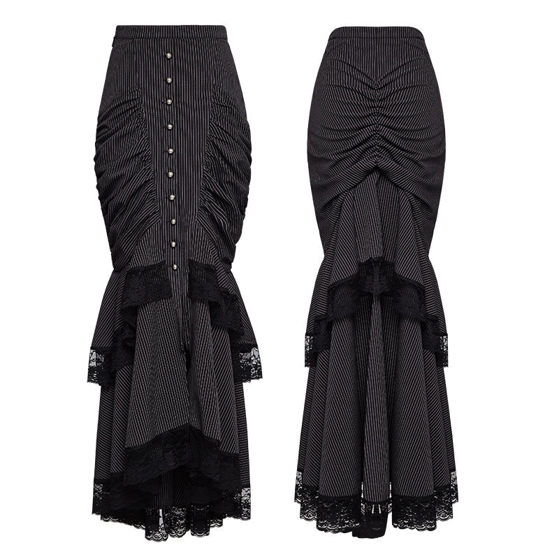 Q-306 Steampunk Graceful Full-skirted Stripes Woven Fishtail Punk Skirt