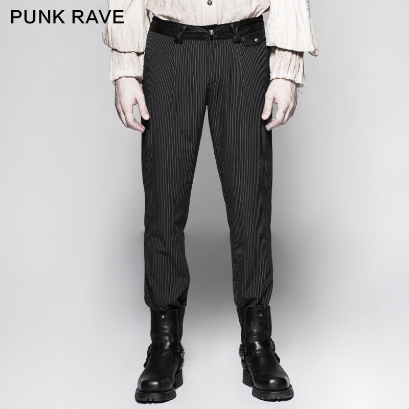 K-287 Pinstripe Simple Fitness Chino Punk Pants