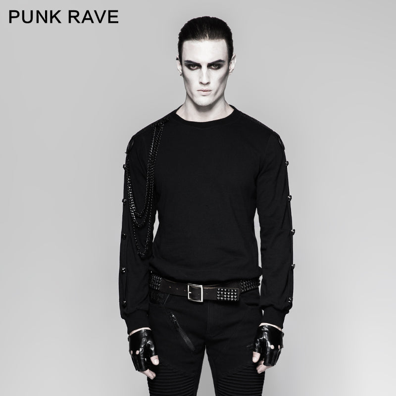 T-469 Military black Heavy Thin Long Sleeve Punk T-shirts