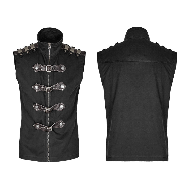 Y-741 Armour Commandant Mens Punk Vest With Unique Decoration