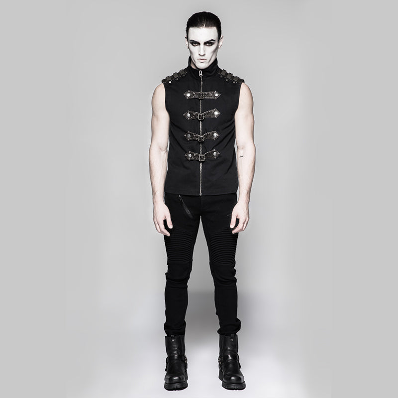 Y-741 Armour Commandant Mens Punk Vest With Unique Decoration