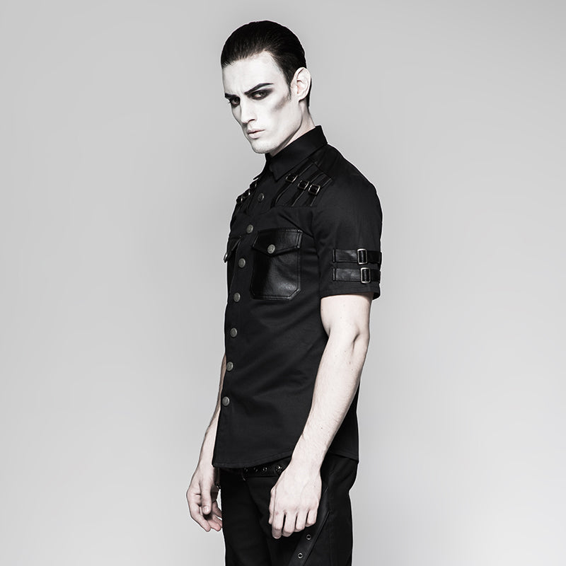 Y-744 Handsome Military Short Sleeve Punk Shirts