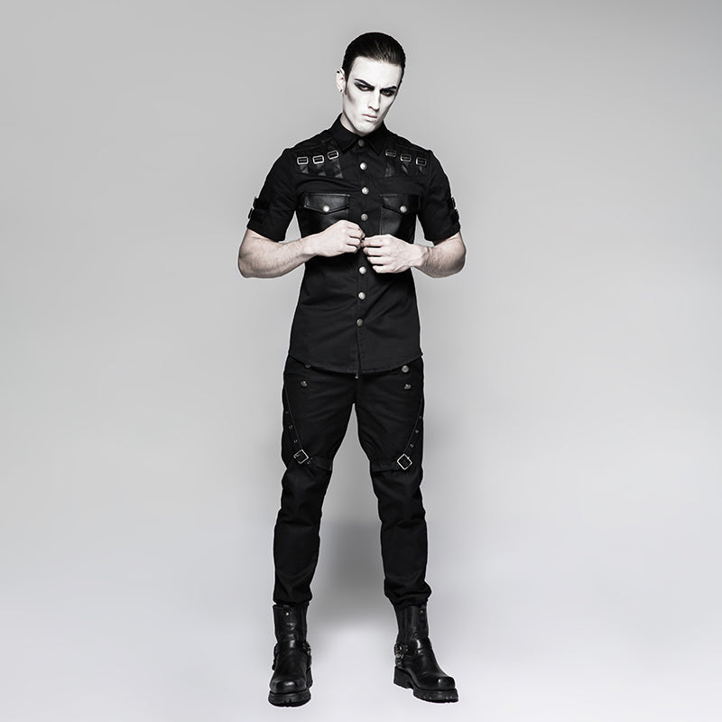 Y-744 Handsome Military Short Sleeve Punk Shirts