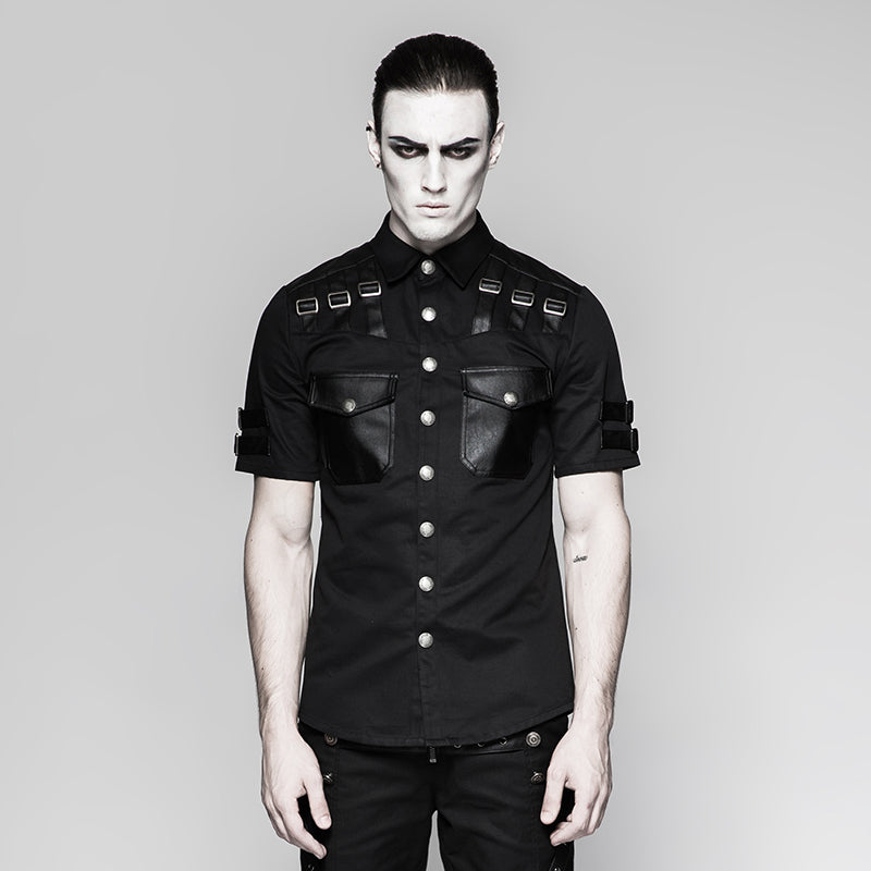 Y-744 Handsome Military Short Sleeve Punk Shirts