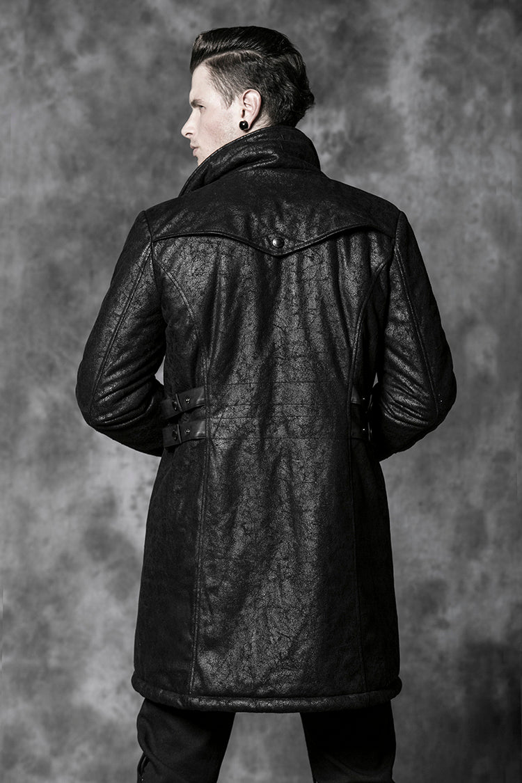 Y-482 Medium Length Winter Gothic Coat With Standing Collar