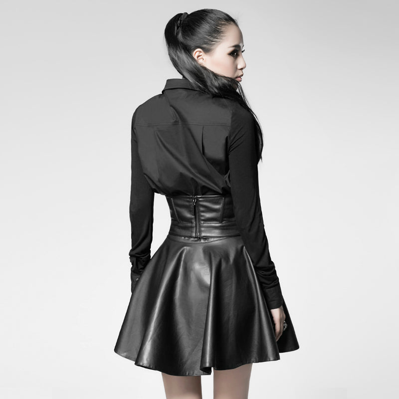 PQ-025 Fashion black Leather Punk Skirt