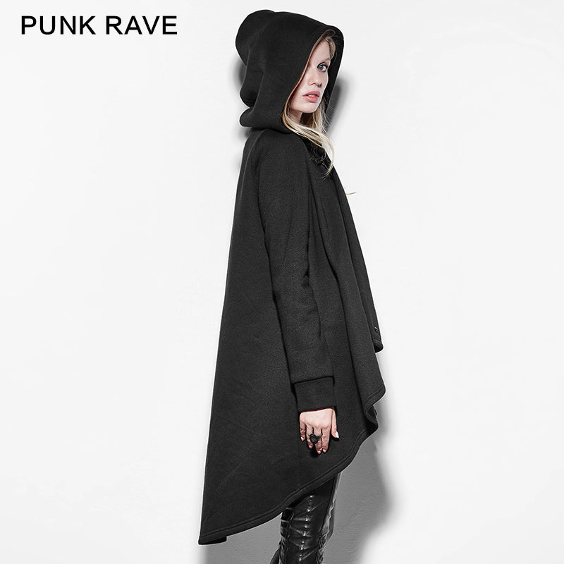 PY-163 black Personality Irregular Cloak Style Long Punk Jacket