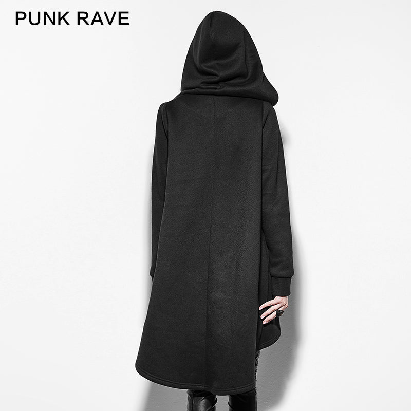 PY-163 black Personality Irregular Cloak Style Long Punk Jacket