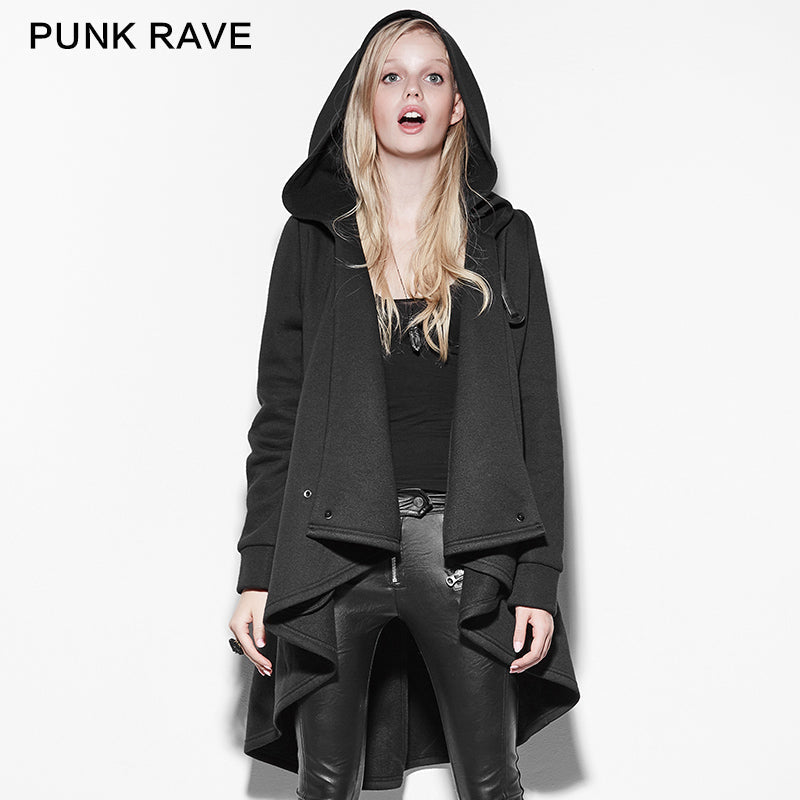 PY-163 black Personality Irregular Cloak Style Long Punk Jacket