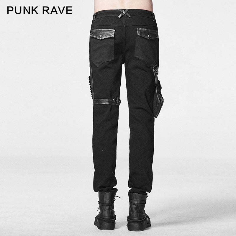 K-223 Stock Items black Punk Pants For Men