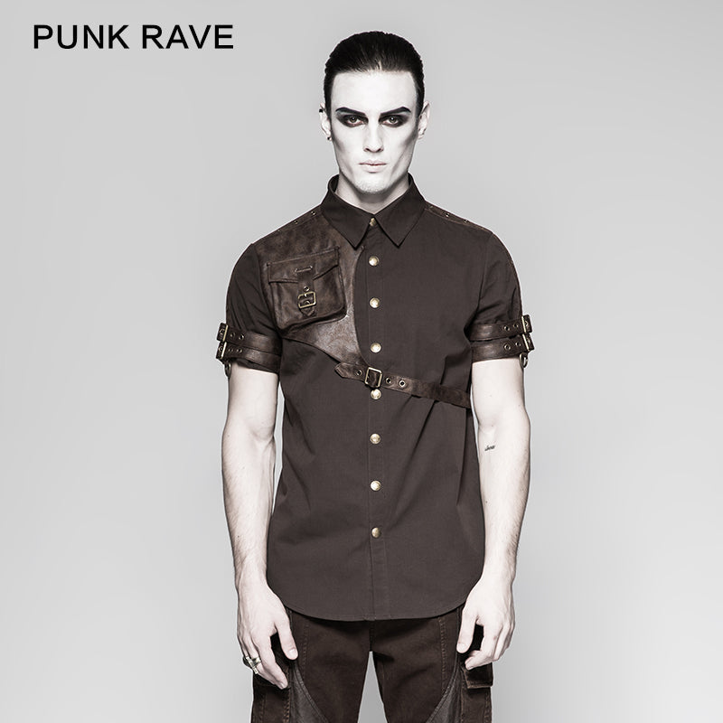 Y-757 Latest Style Exquisite Woven Man Punk Shirts