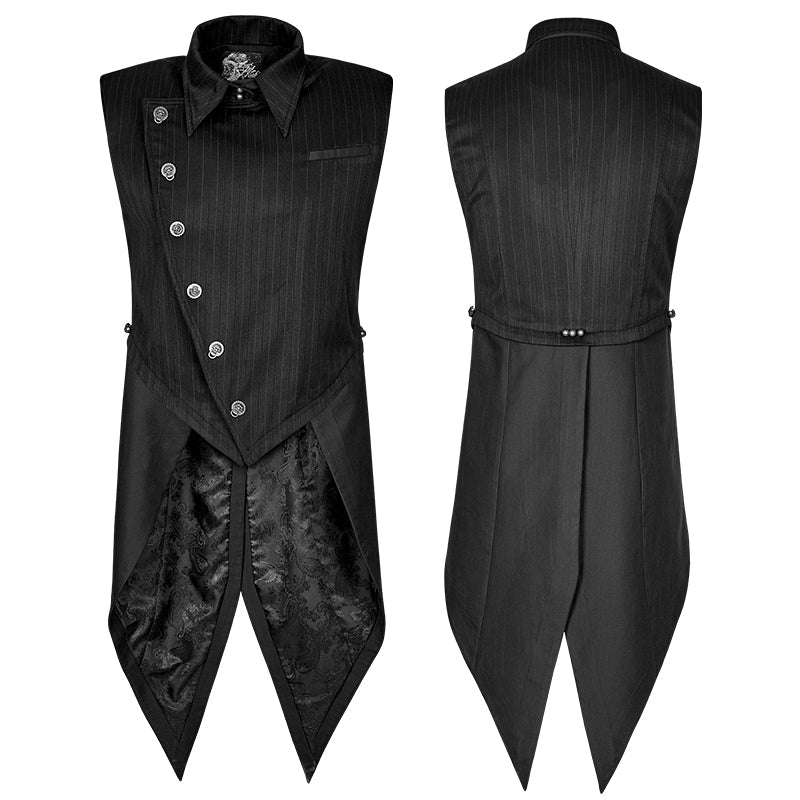 Y-763 Gentleman Stripe Suit Style Buckle Swallowtail Punk Vest