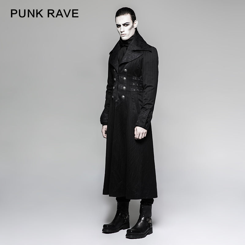 Y-742 Branded Classical Extra Long Men Striped Punk Coat