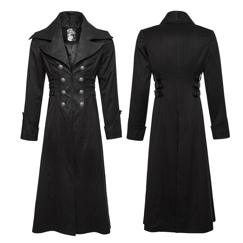 Y-742 Branded Classical Extra Long Men Striped Punk Coat