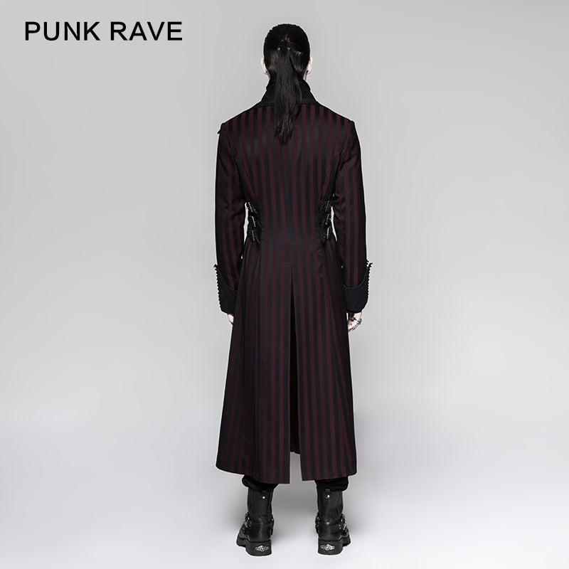 Y-742 Branded Classical Extra Long Men Striped Punk Coat