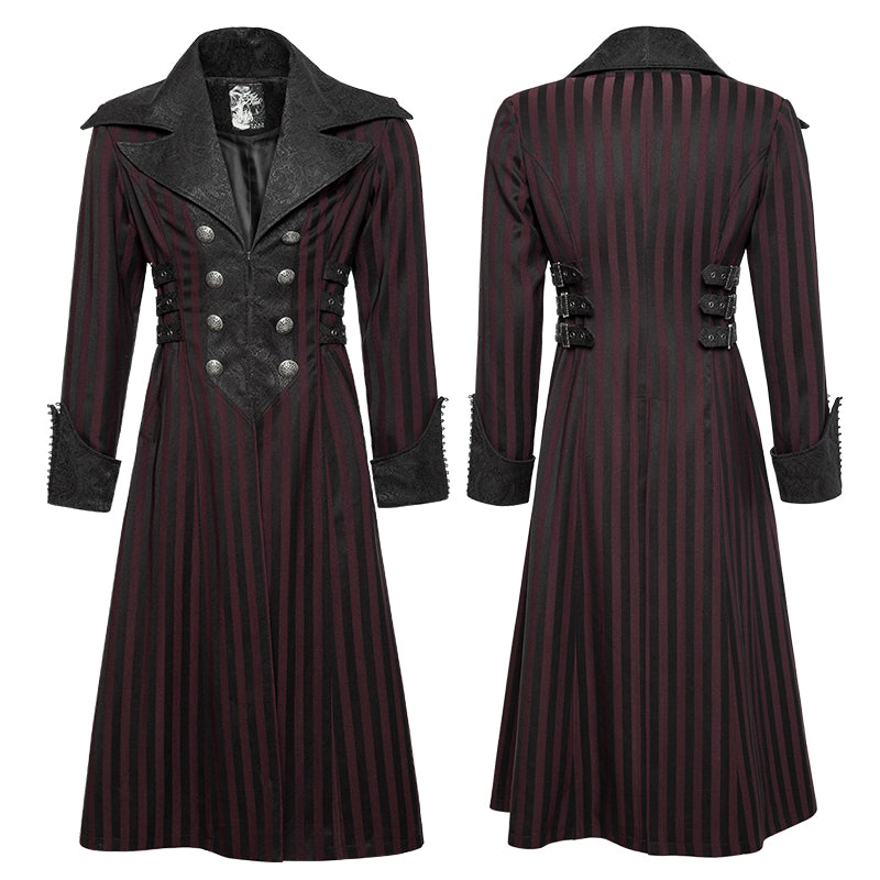 Y-742 Branded Classical Extra Long Men Striped Punk Coat