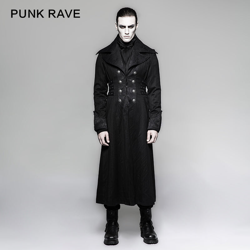 Y-742 Branded Classical Extra Long Men Striped Punk Coat