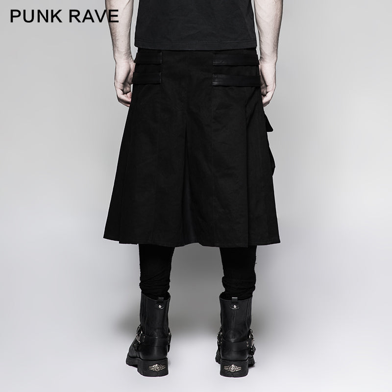 Q-321 Big Pockets Mens Kilts Metallic Middle Punk Skirt