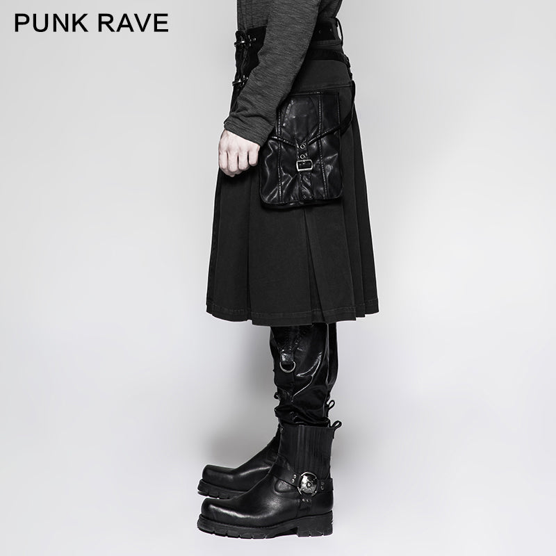 Q-319 Scottish Metallic Side Pockets Half Punk Skirt