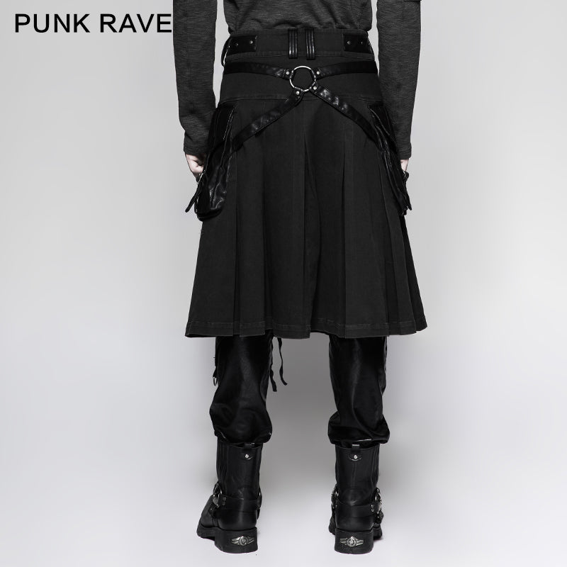 Q-319 Scottish Metallic Side Pockets Half Punk Skirt