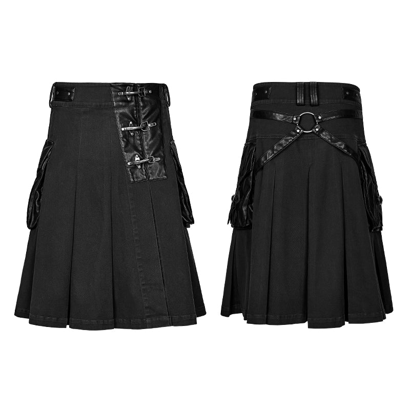 Q-319 Scottish Metallic Side Pockets Half Punk Skirt