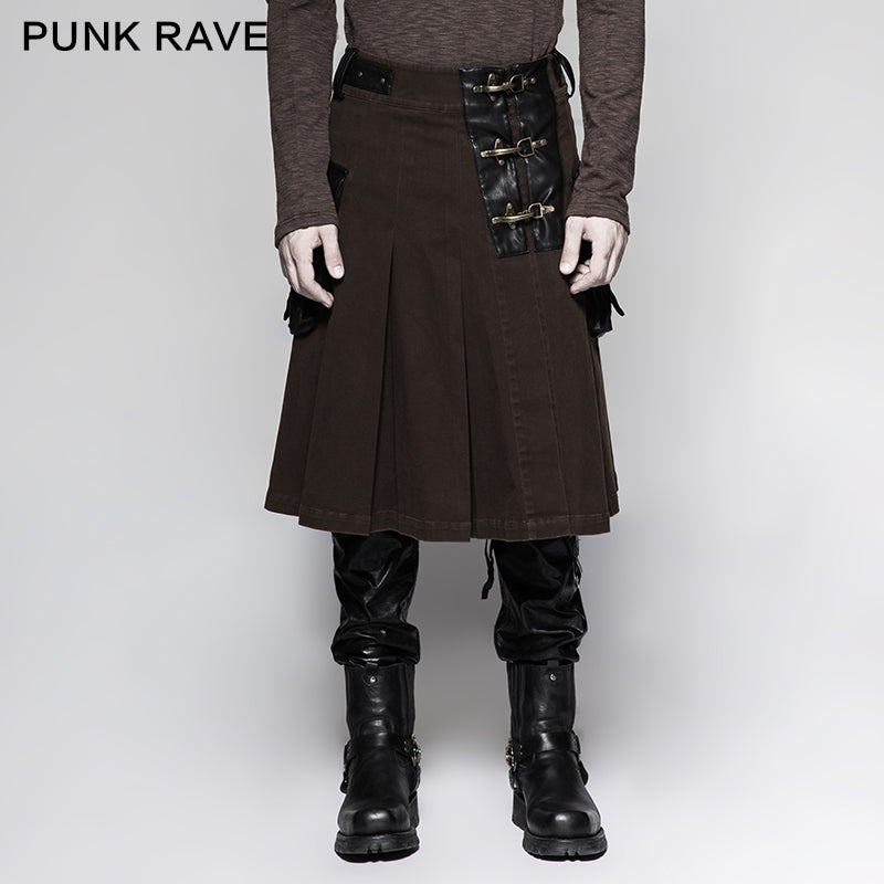 Q-319 Scottish Metallic Side Pockets Half Punk Skirt