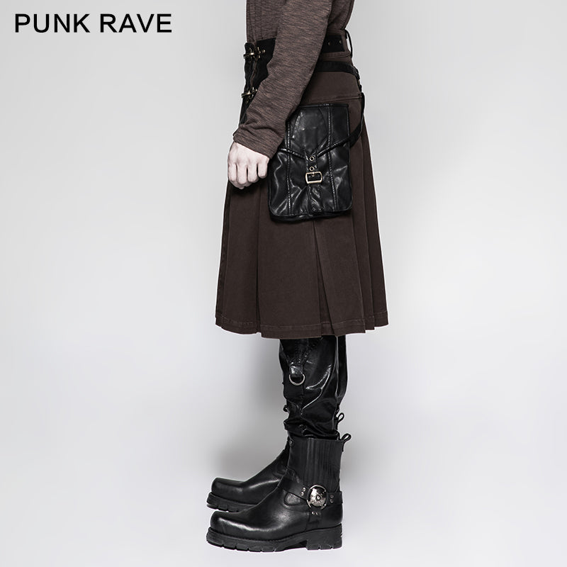 Q-319 Scottish Metallic Side Pockets Half Punk Skirt