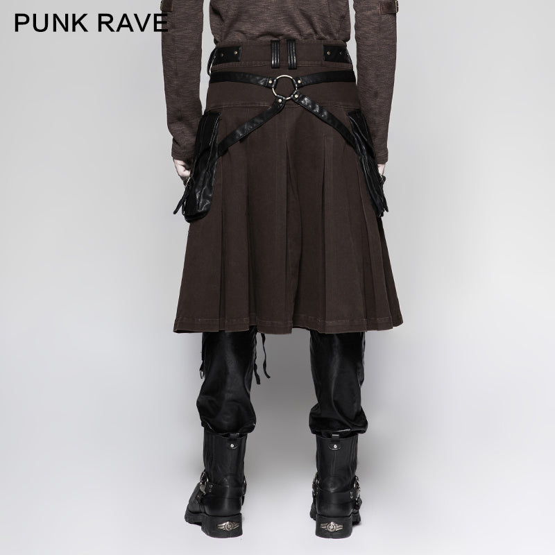 Q-319 Scottish Metallic Side Pockets Half Punk Skirt