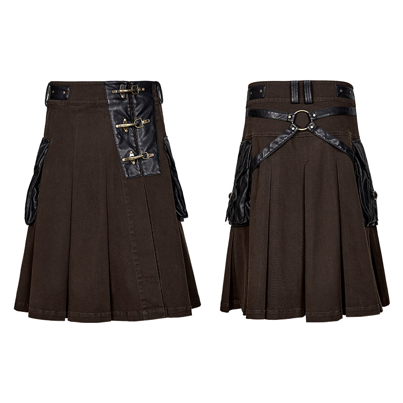 Q-319 Scottish Metallic Side Pockets Half Punk Skirt