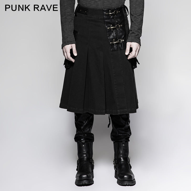 Q-319 Scottish Metallic Side Pockets Half Punk Skirt