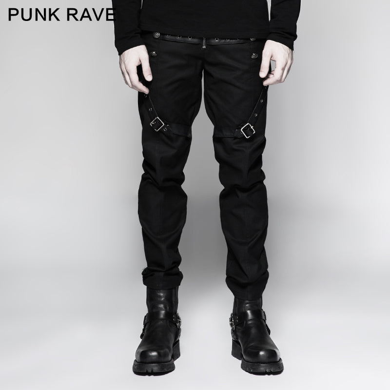 K-279 Straight-leg Trousers Men Fasteners Metal Punk Pants