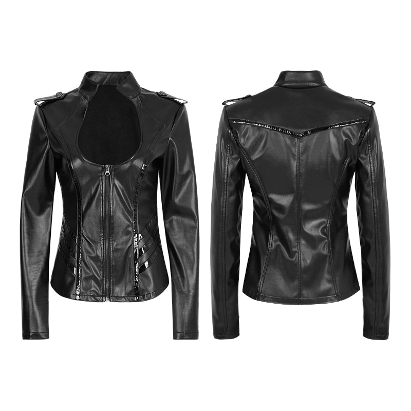 Y-785 Sexy Military Uniform Bright Leather Punk Shirts For Women