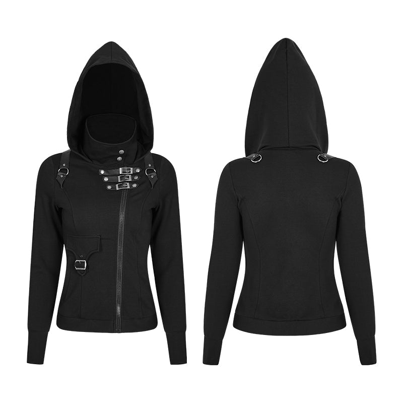 Y-789 Slim Well-fitting Elastic Hooded Punk Sweaters For Women