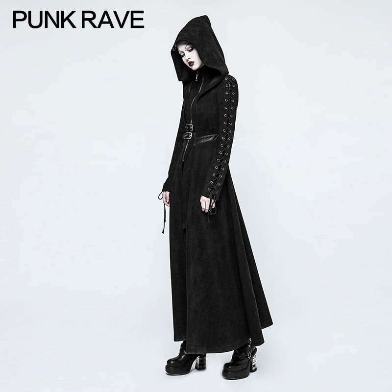 Y-780 Women Dark Angel Long Gothic Coat Hooded Fake Two Piece