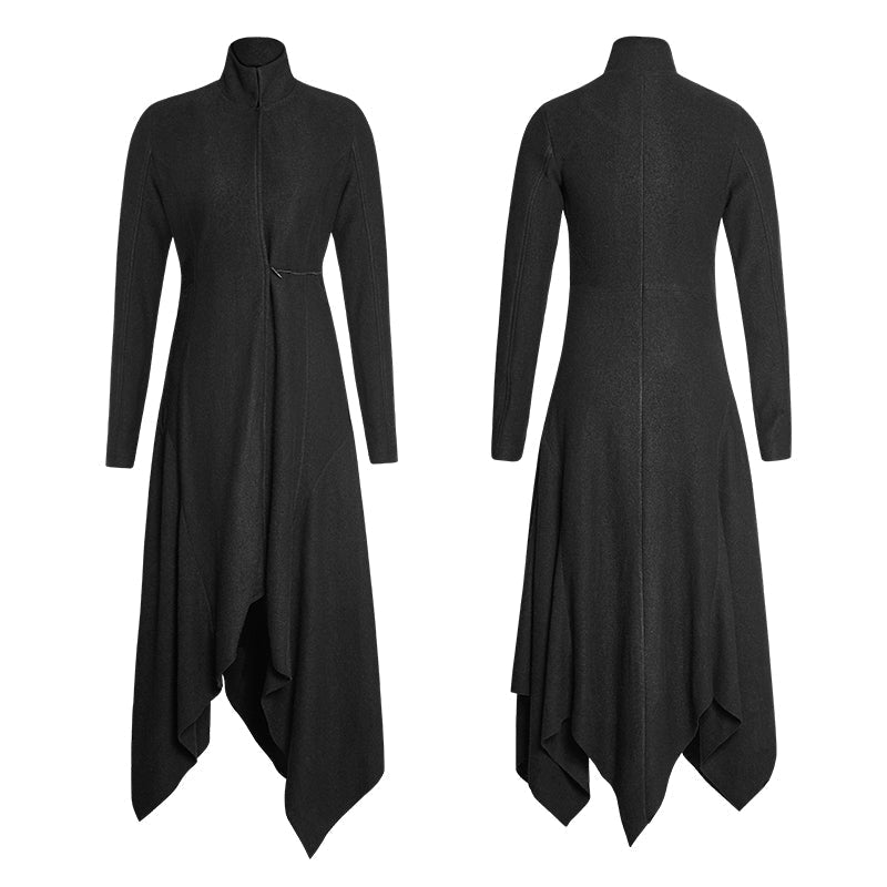 OPY-217 Women Woolen Witch Asymmetry Gothic Jackets With Multi Split Design