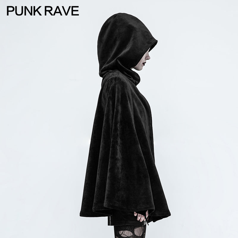 OPY-214 Women Witch black Gothic Coat Loose Style Heavy Velvet Cloak