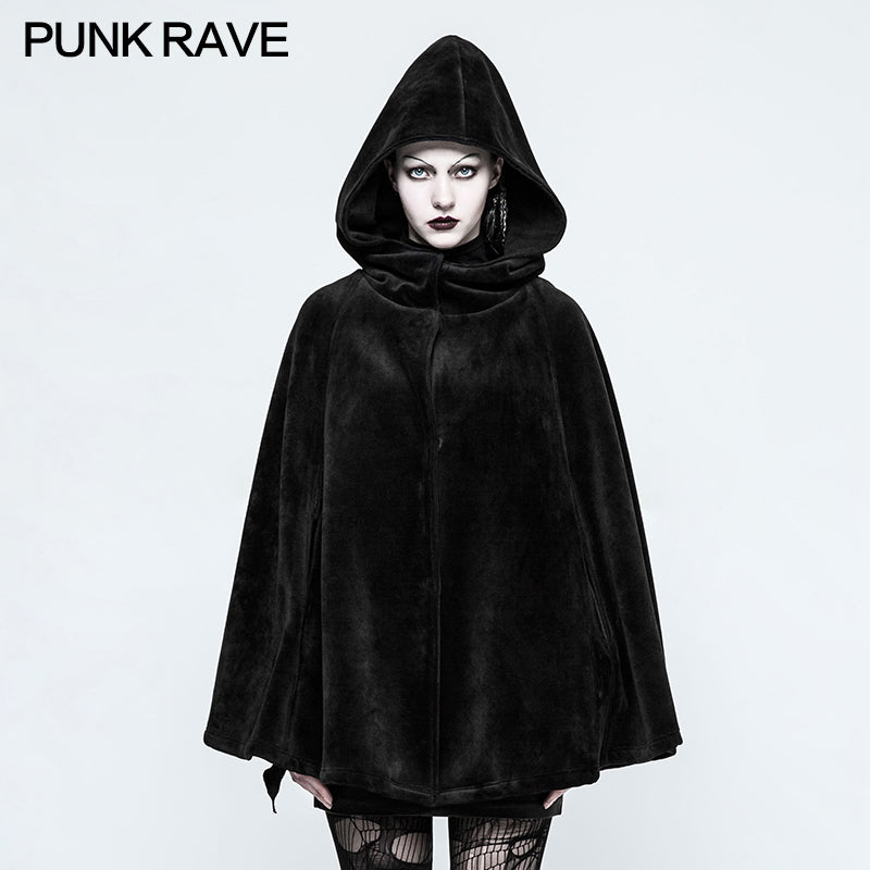 OPY-214 Women Witch black Gothic Coat Loose Style Heavy Velvet Cloak