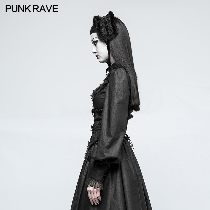 LY-063 Lolita Style Leg-of-mutton Sleeve Gothic Shirt With Lace Collar