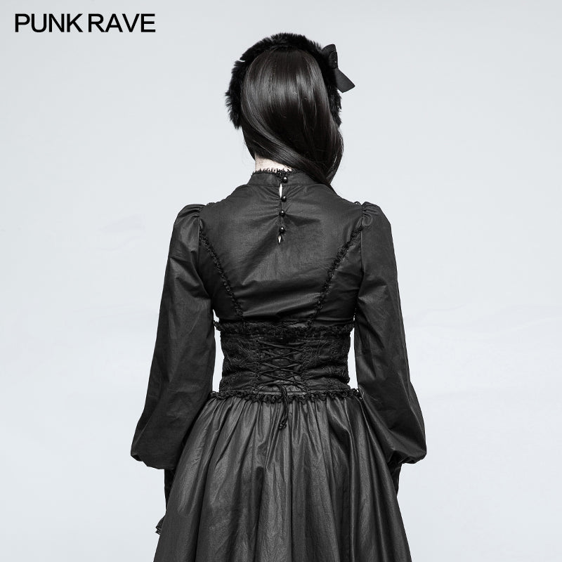 LY-063 Lolita Style Leg-of-mutton Sleeve Gothic Shirt With Lace Collar