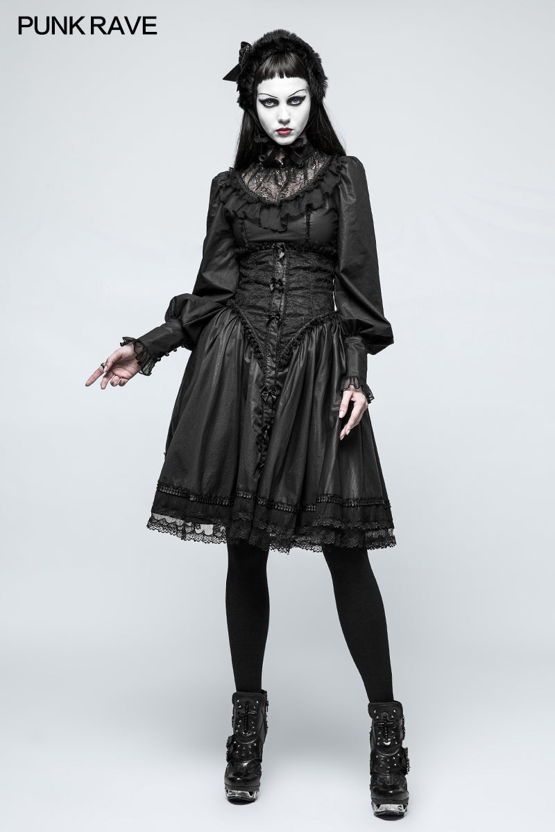 LY-063 Lolita Style Leg-of-mutton Sleeve Gothic Shirt With Lace Collar