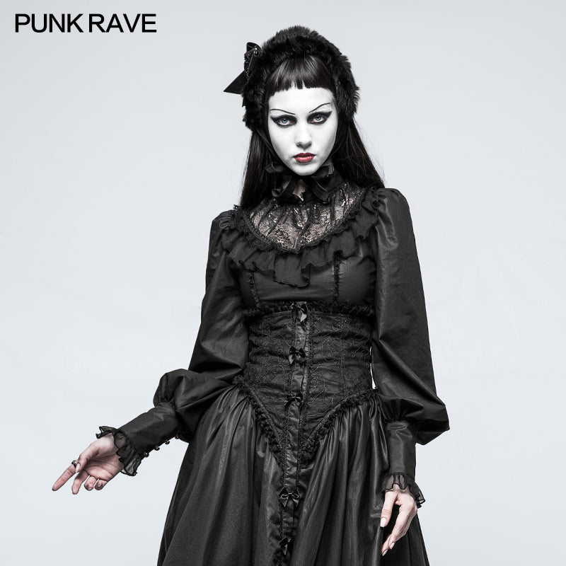 LY-063 Lolita Style Leg-of-mutton Sleeve Gothic Shirt With Lace Collar