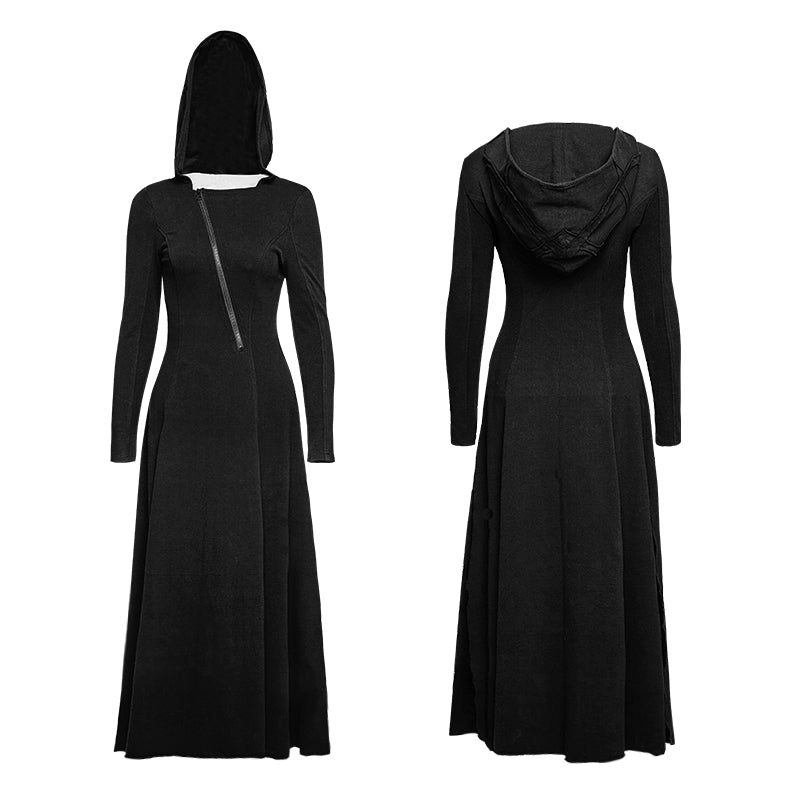 OPQ-199 Slim Sexy black Knitted Hooded Gothic Dresses With Hollow-out Back