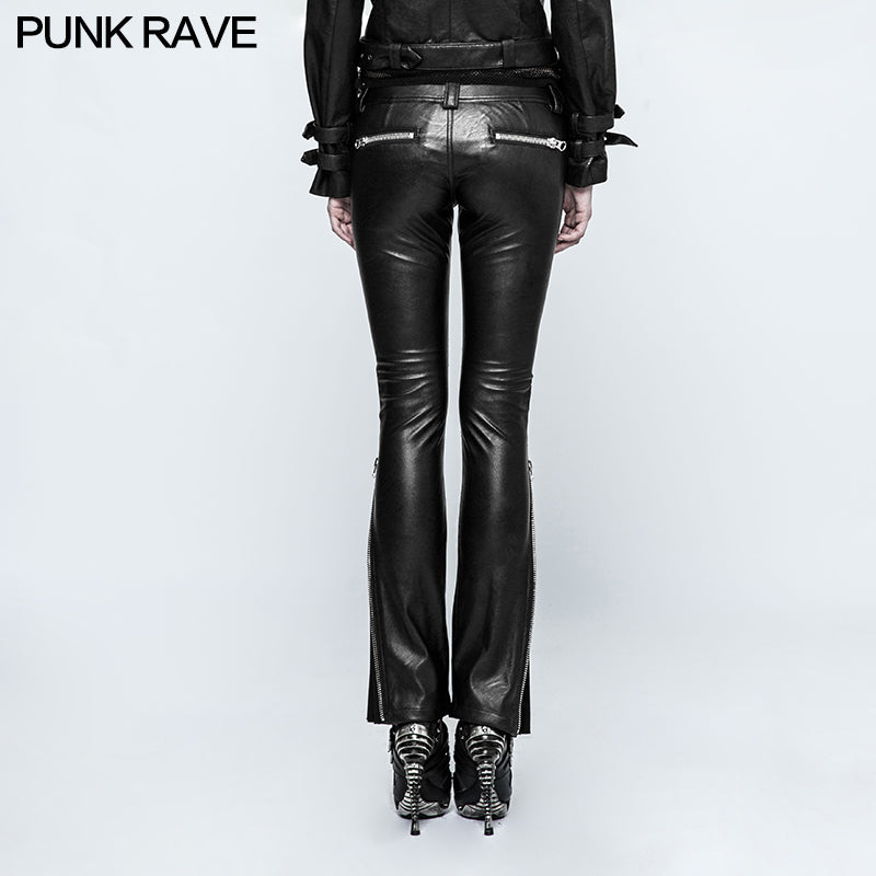 OPK-127 Locomotive Leather Punk Pants Special Suture With Zipper