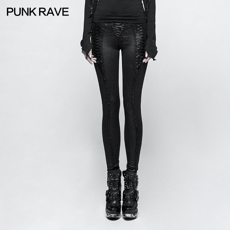 K-291 Slim Long Vintage Gothic Pants Leggings With Invisible Zipper