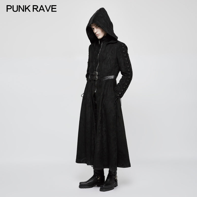 Y-780 Winter Velvet Dark Angel Long Gothic Coat With Large Hat