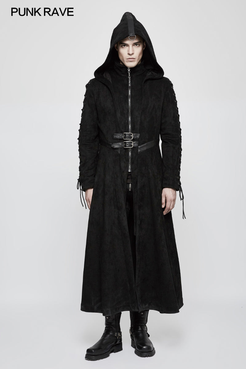 Y-780 Winter Velvet Dark Angel Long Gothic Coat With Large Hat