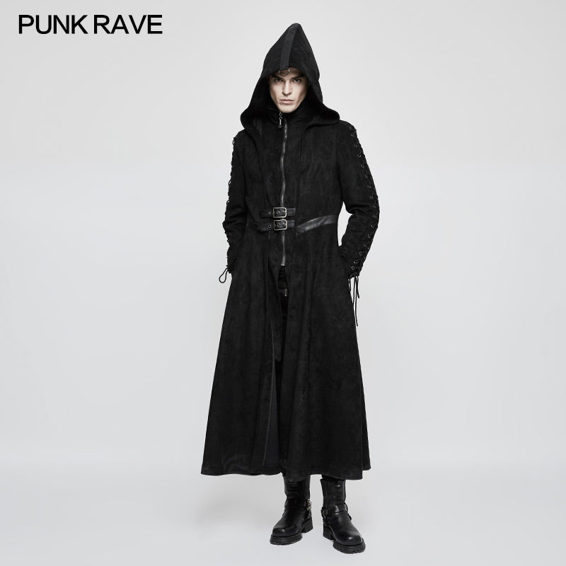 Y-780 Winter Velvet Dark Angel Long Gothic Coat With Large Hat